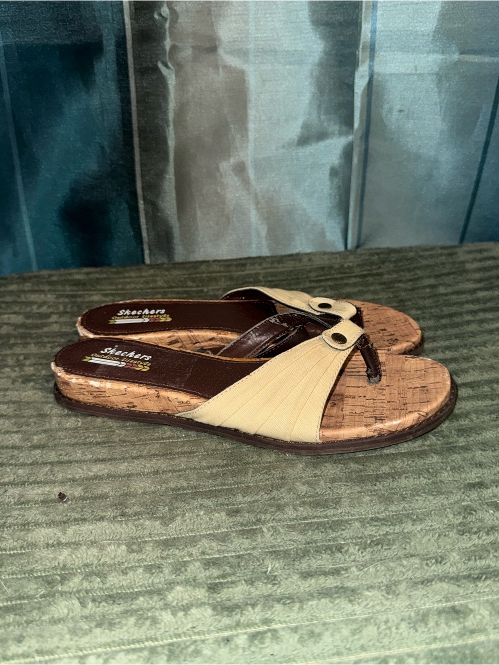 Skechers Brown Cork-Style Thong Sandals